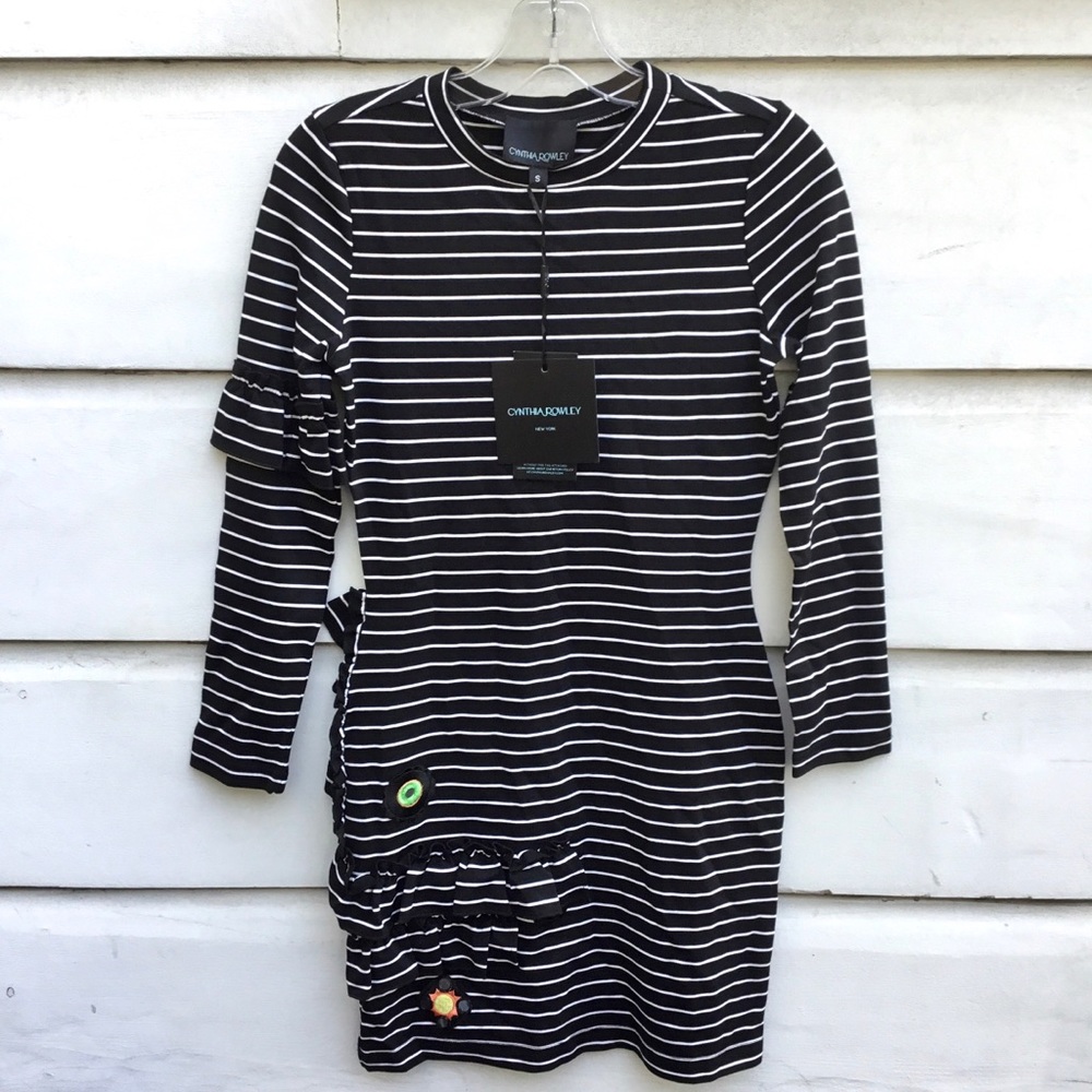 New Cynthia Rowley Luna knit striped mini dress S - Picture 5 of 8